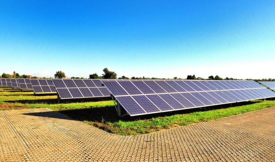 solar panels in a photovoltaic power station