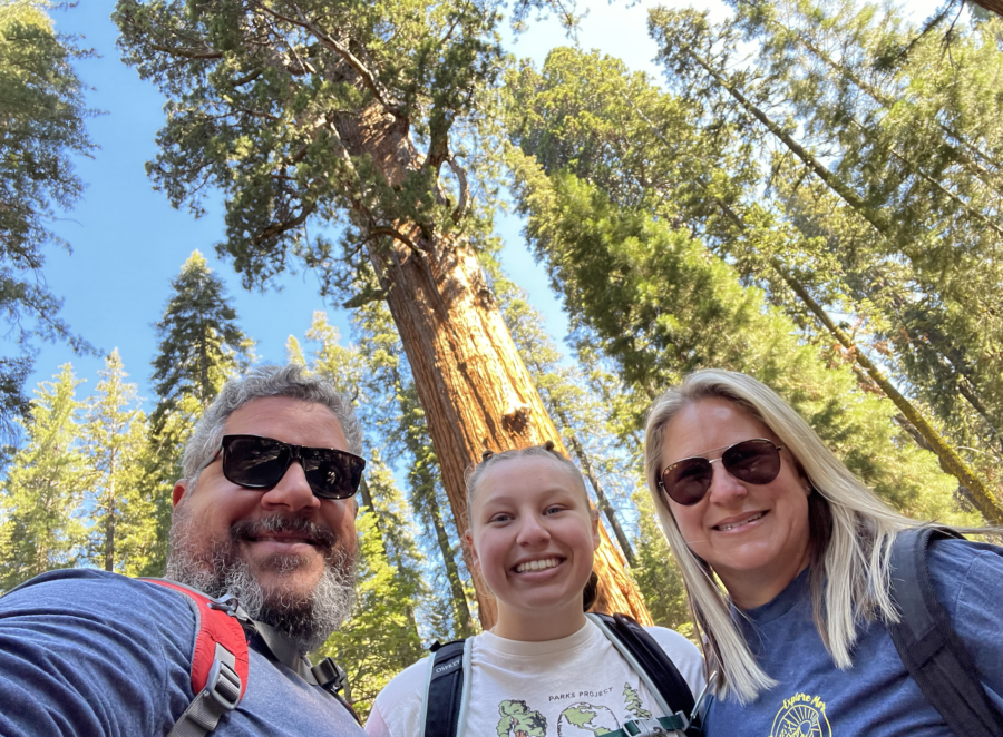 Shannon Kantor & her family visiting the Redwood forest